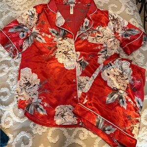 LARA Red and Gray Satin Sleepwear